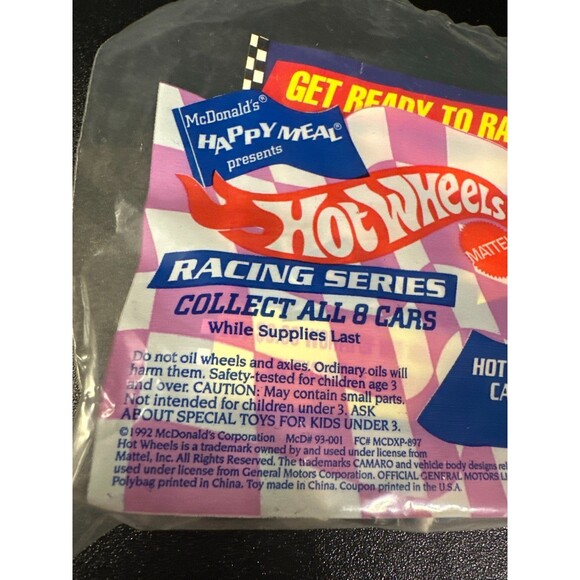 1993 McDonald’s Hot Wheels Camaro #1 Happy Meal Toy Sealed - Picture 4 of 10